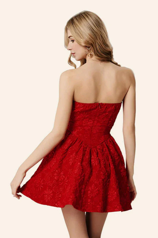 Sexy Off-Shoulder Cinched Waist Floral Puff Party Dress - Image 2