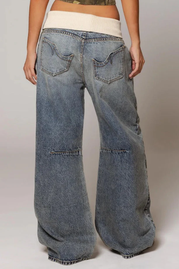 Washed Blue Vintage Denim Jeans - Image 3