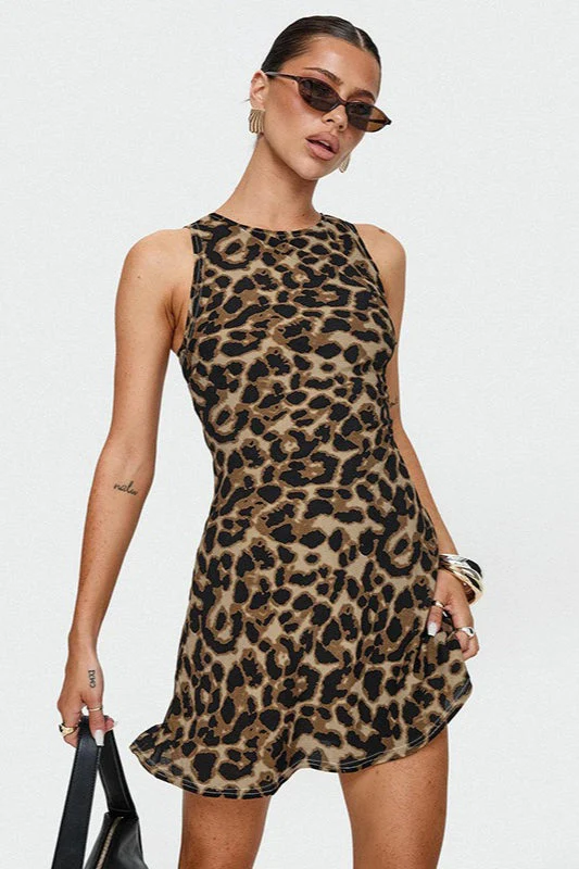 Leopard Print Sleeveless Mini Dress - Image 4