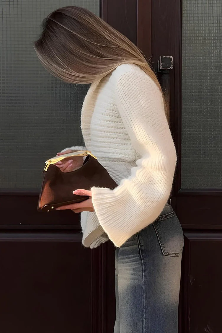 One Button Asymmetrical Knit Blouse - Image 4