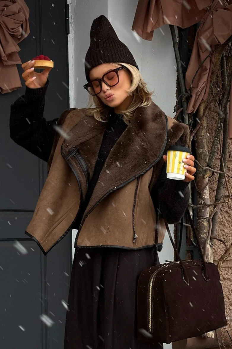 Brown Faux Fur Loose Fit Coat