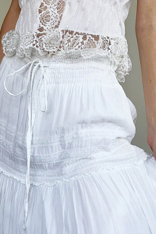 Boho Pleated Drawstring Maxi Skirt - Image 4