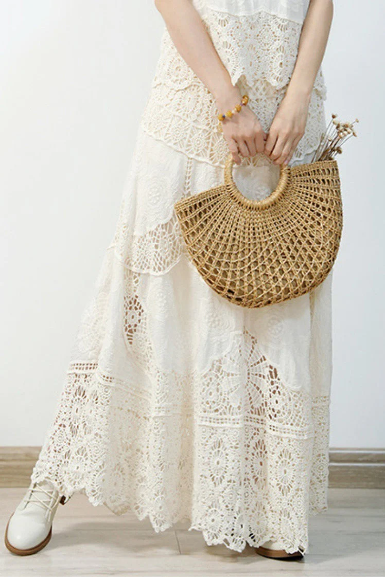 Crochet Lace A-Line Maxi Skirt - Image 2