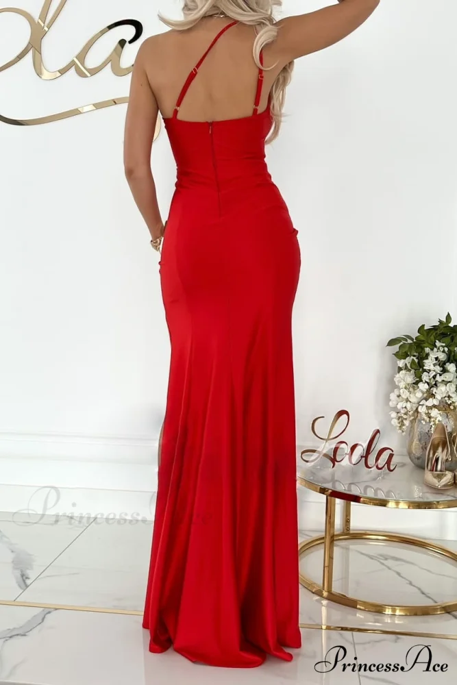 Alda One Shoulder Charming High Low Crepe Dress - Image 8