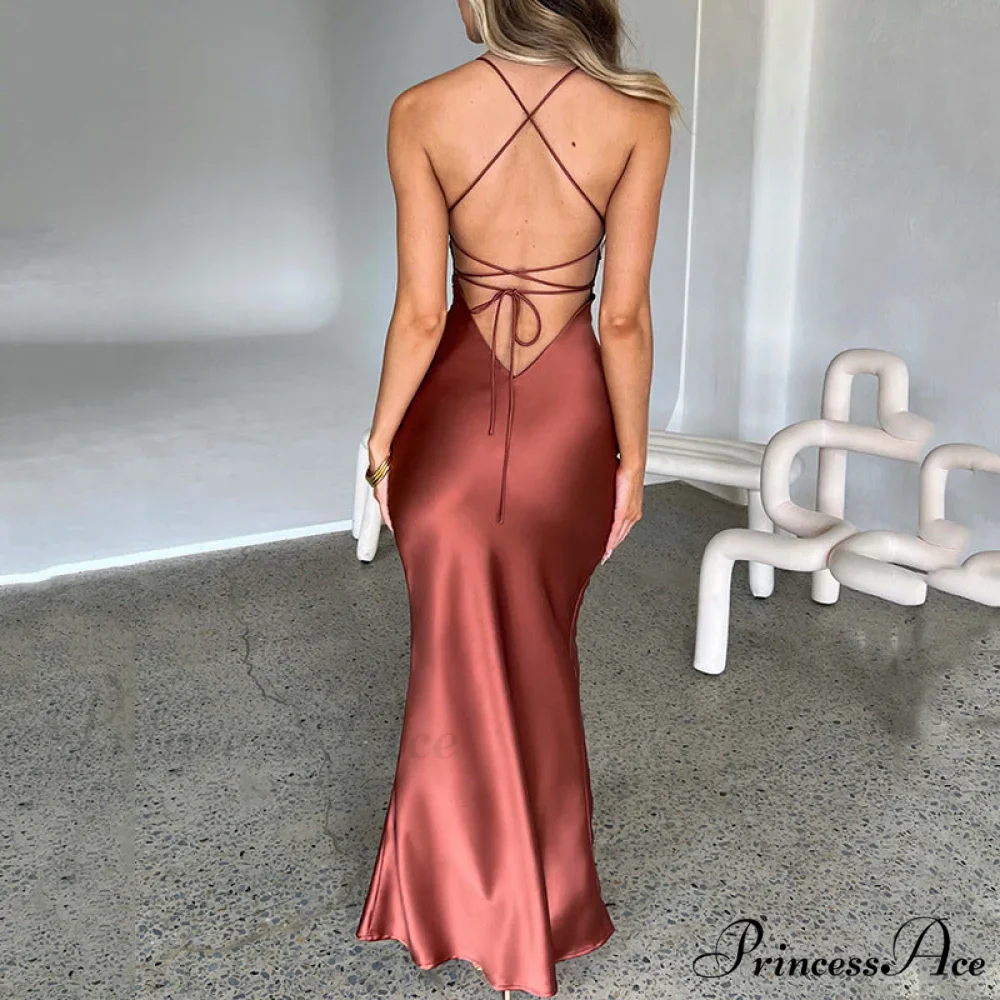 Emilia Draped Stylish Satin Gown - Image 7