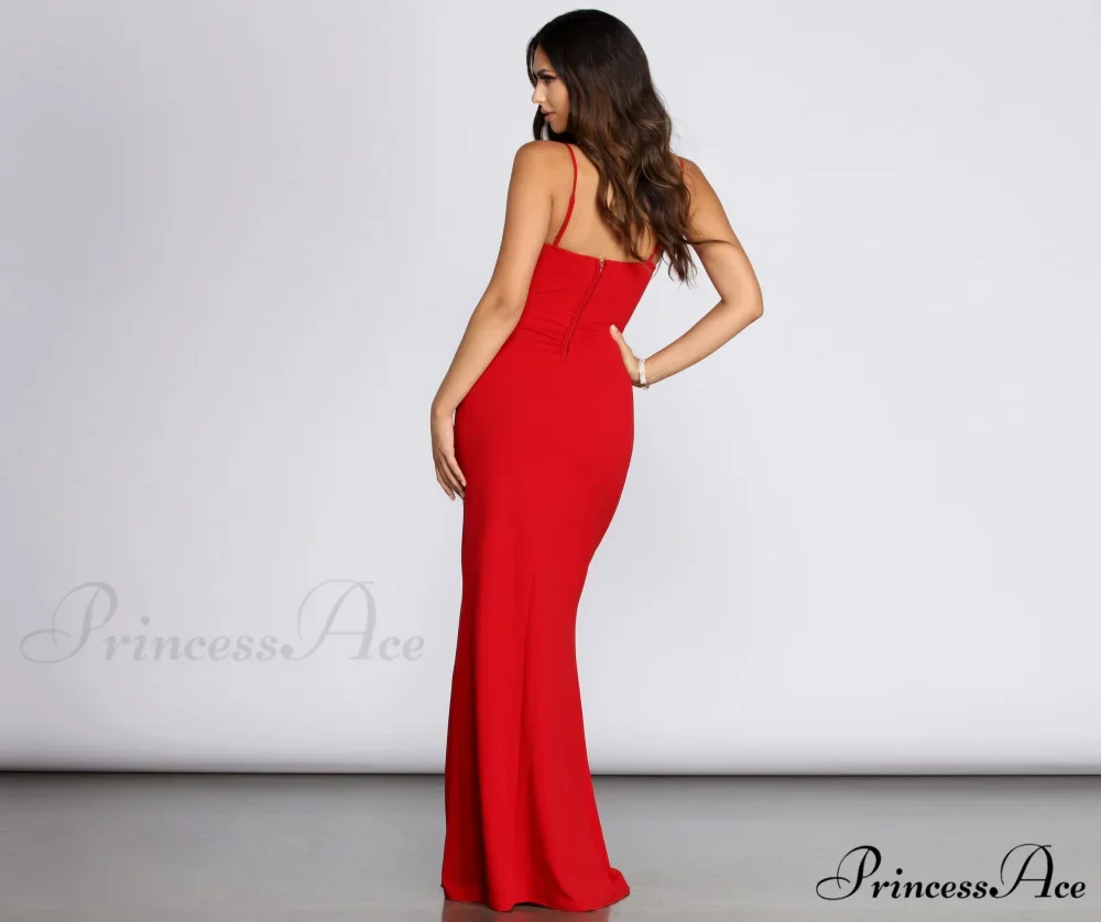 Evanna Formal Stylish Crepe Ruched Dress - Image 2