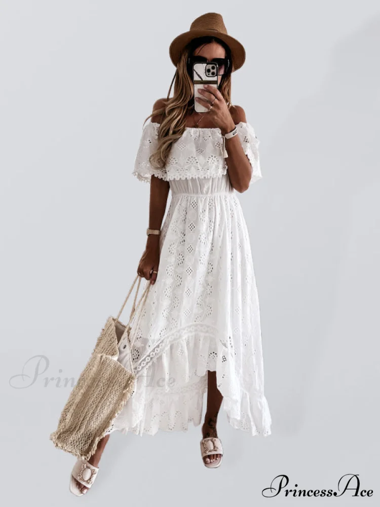for Shoulder Lace Color Long Off Gown Solid Women