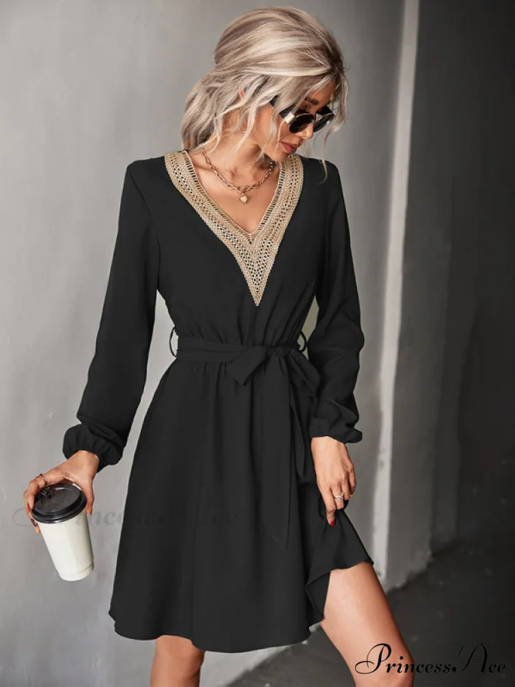 long-sleeved for V-neck dress lace women - Image 8