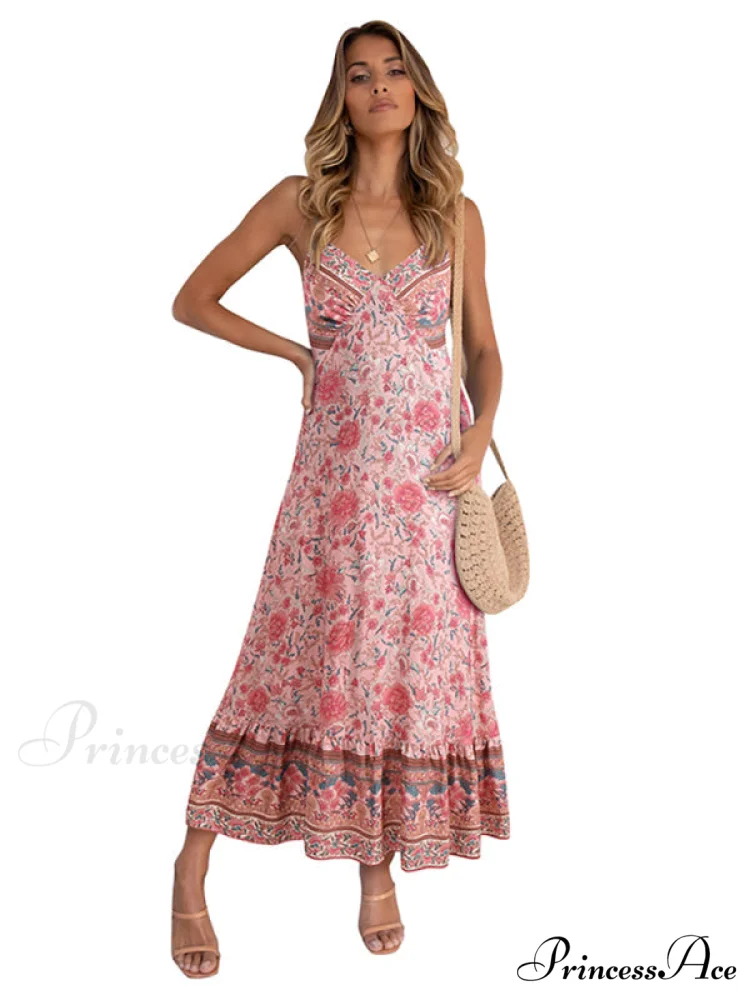 for Suspender Gown Flowered Bohemian Women - Image 3