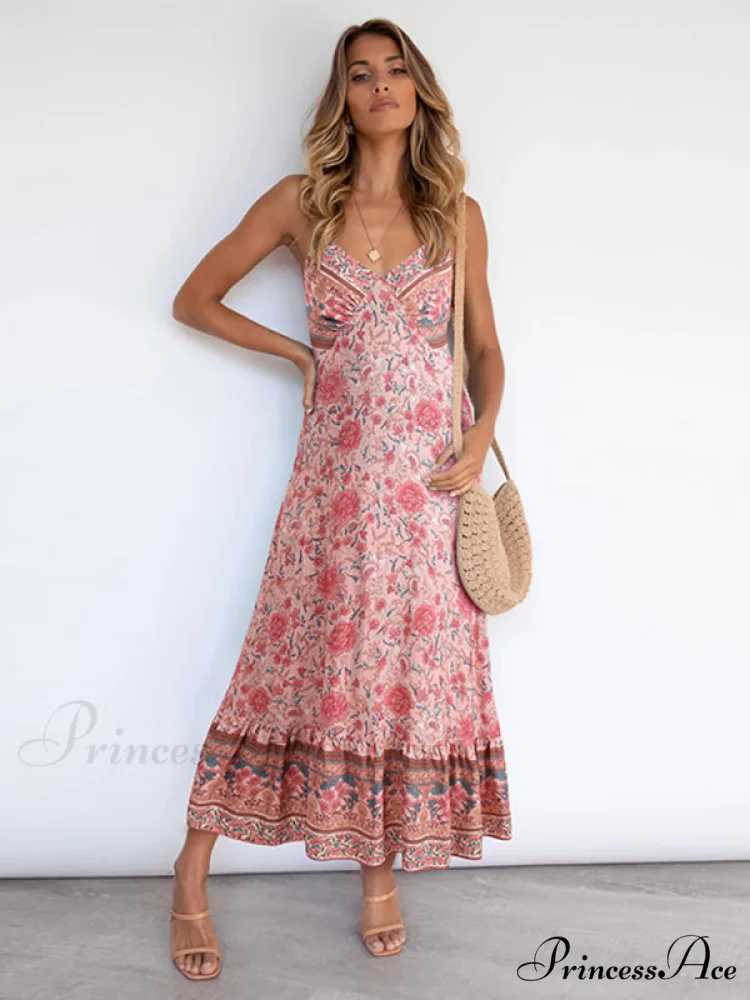 for Suspender Gown Flowered Bohemian Women - Image 5