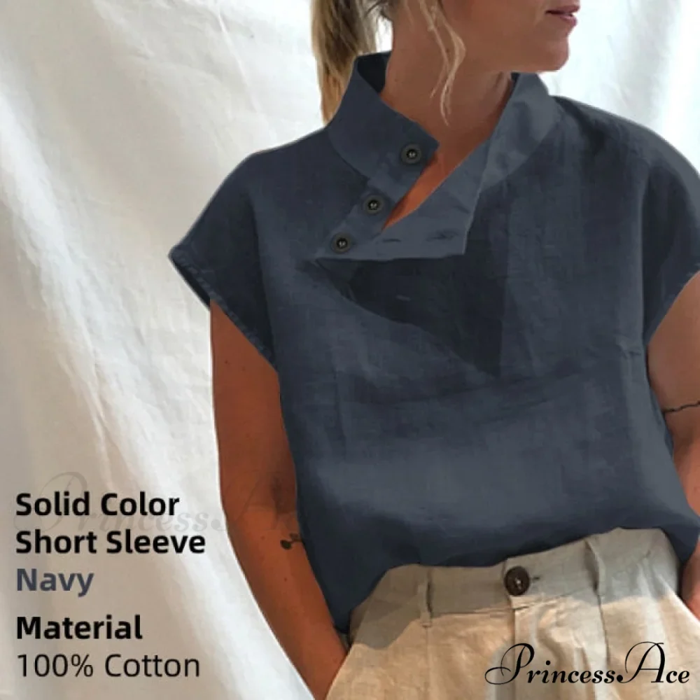 Solid Cotton Size Loose Blouses Stylish Plus Women Blusas Linen Arm Brief Tops Casual Tunic Warm-Season Femme - Image 14