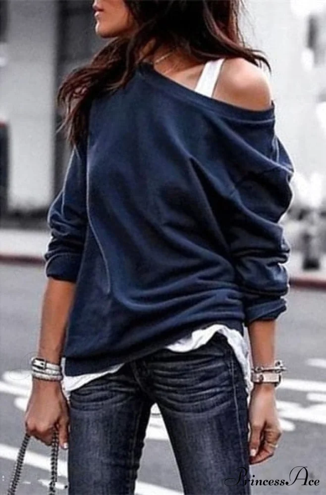 One Sweatshirt Tops Patterned Women's Heart Shoulder Casual Pullover Top - Image 2