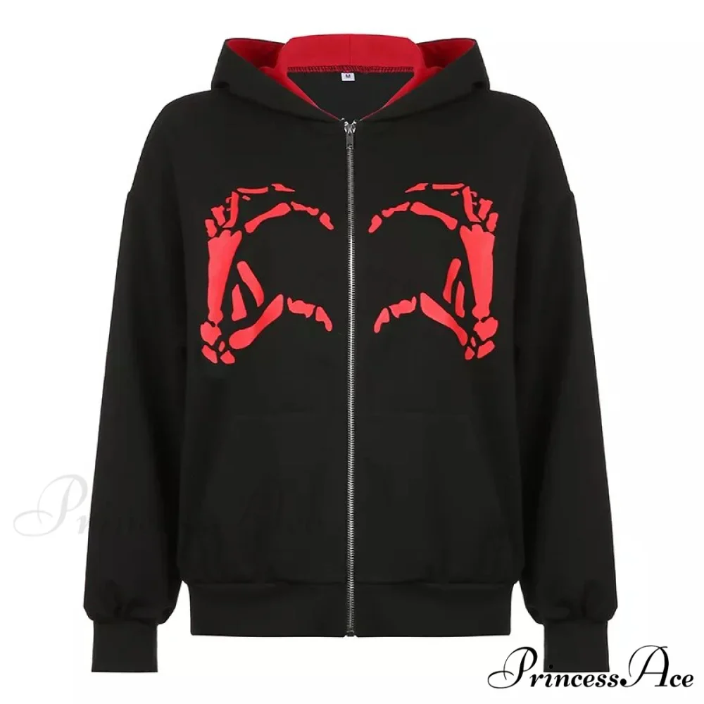 Spring Hoodie Hop Zipper Y2K Oversized Women's Gray Embroidery Letter Streetwear Punk Hip Sweatshirt - Image 11