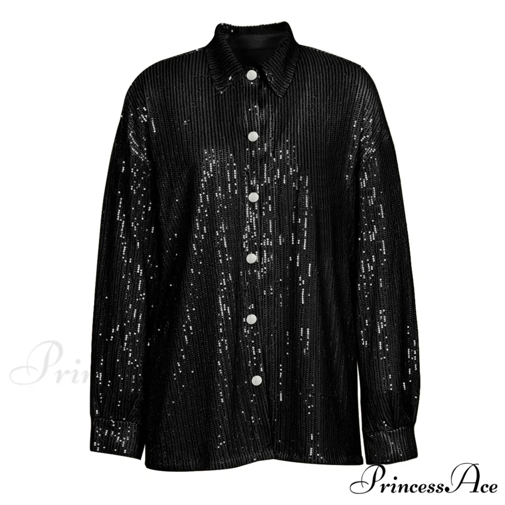 Top Sequin Blouse Sparkly and Pants Women Party Blouse Set Suit Two-Piece for - Outfit - Image 10