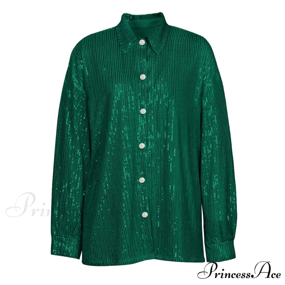 Top Sequin Blouse Sparkly and Pants Women Party Blouse Set Suit Two-Piece for - Outfit - Image 13