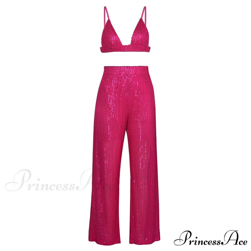 Top Sequin Blouse Sparkly and Pants Women Party Blouse Set Suit Two-Piece for - Outfit - Image 20