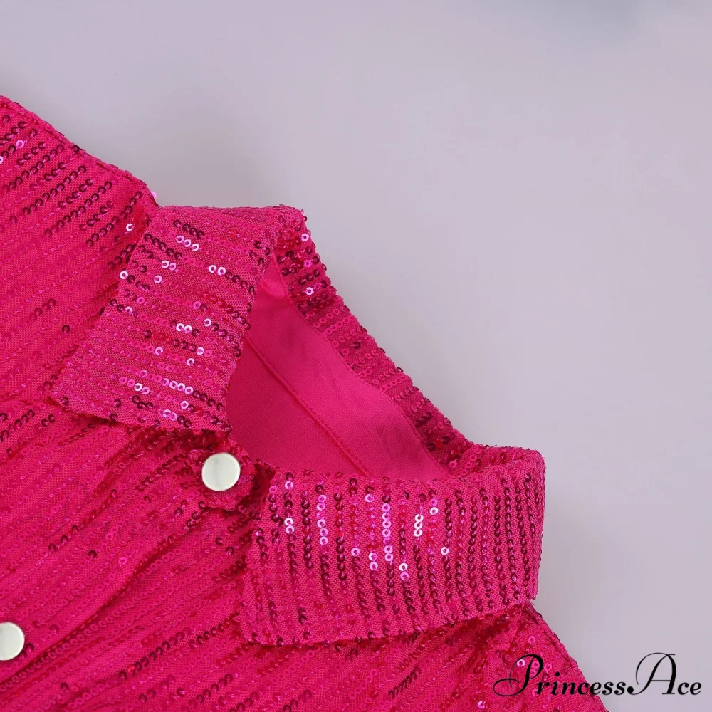 Top Sequin Blouse Sparkly and Pants Women Party Blouse Set Suit Two-Piece for - Outfit - Image 21