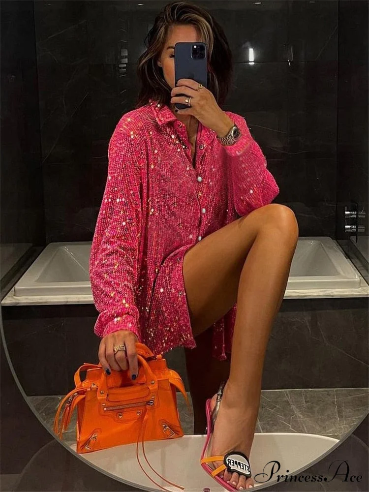 Top Sequin Blouse Sparkly and Pants Women Party Blouse Set Suit Two-Piece for - Outfit - Image 6