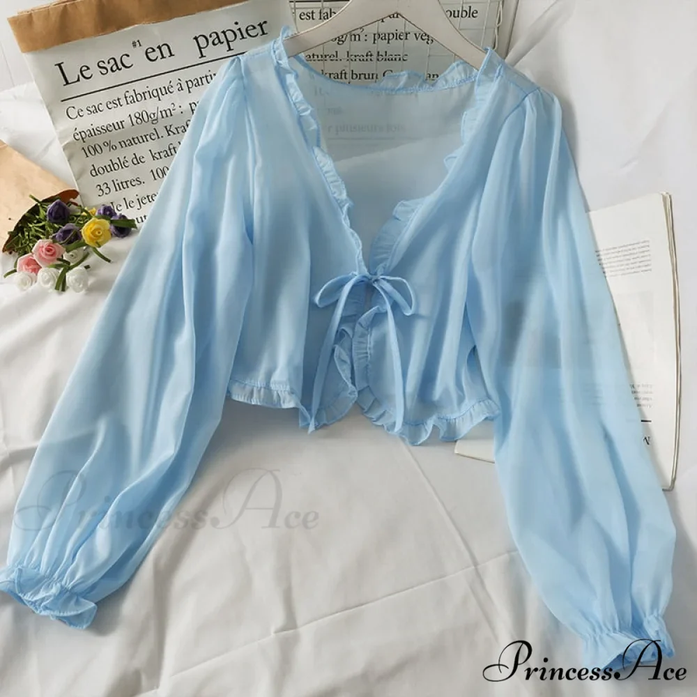 Lace - Cardigan Sun Blouse Blouse - Protection Thin Coat Bow Women's Warm-Season Cover - Image 3