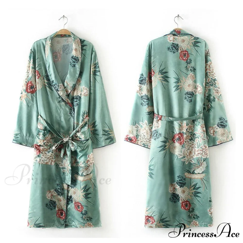 Flowered Bohemian Kimono Full Style with - for Women Chiffon Blouse Top Sleeves - Image 6