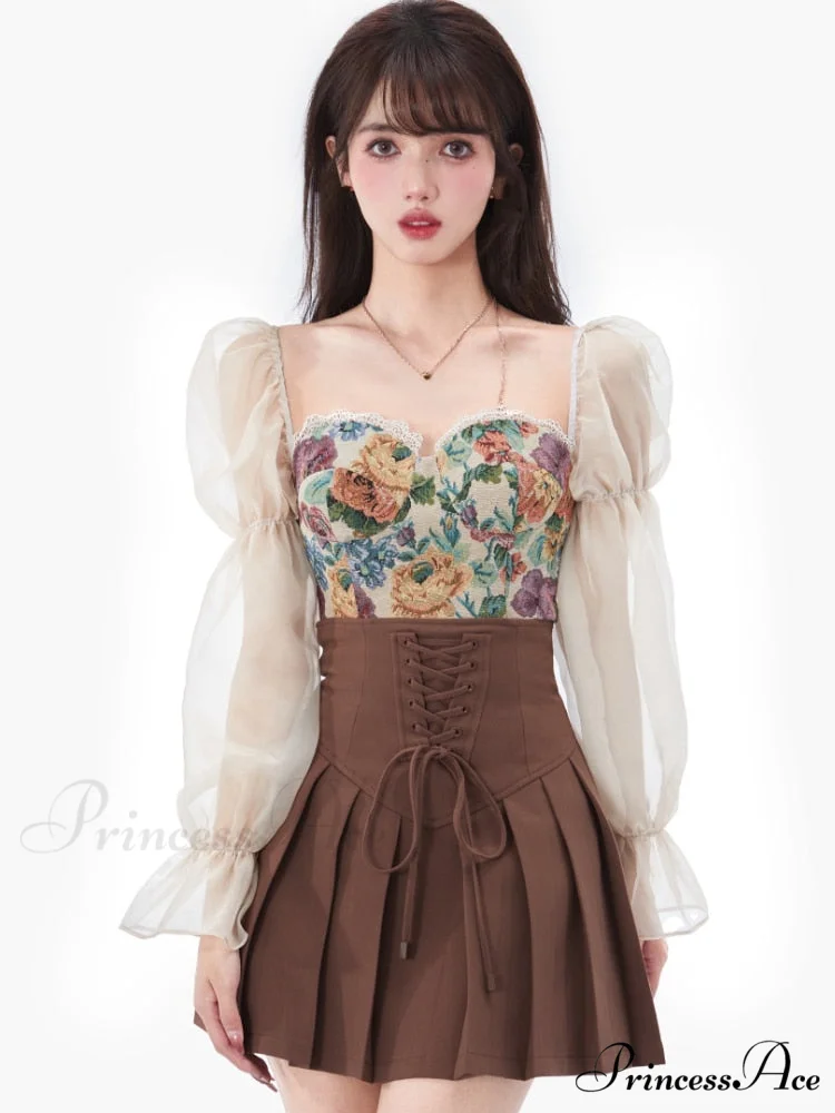 Set Piece - Elegant Vintage Fashion Y2k Party Gown Corset Skirts Warm-Season Mini Top - Evening Blouse Women and for 2 Tops Crop for Suits - Image 5