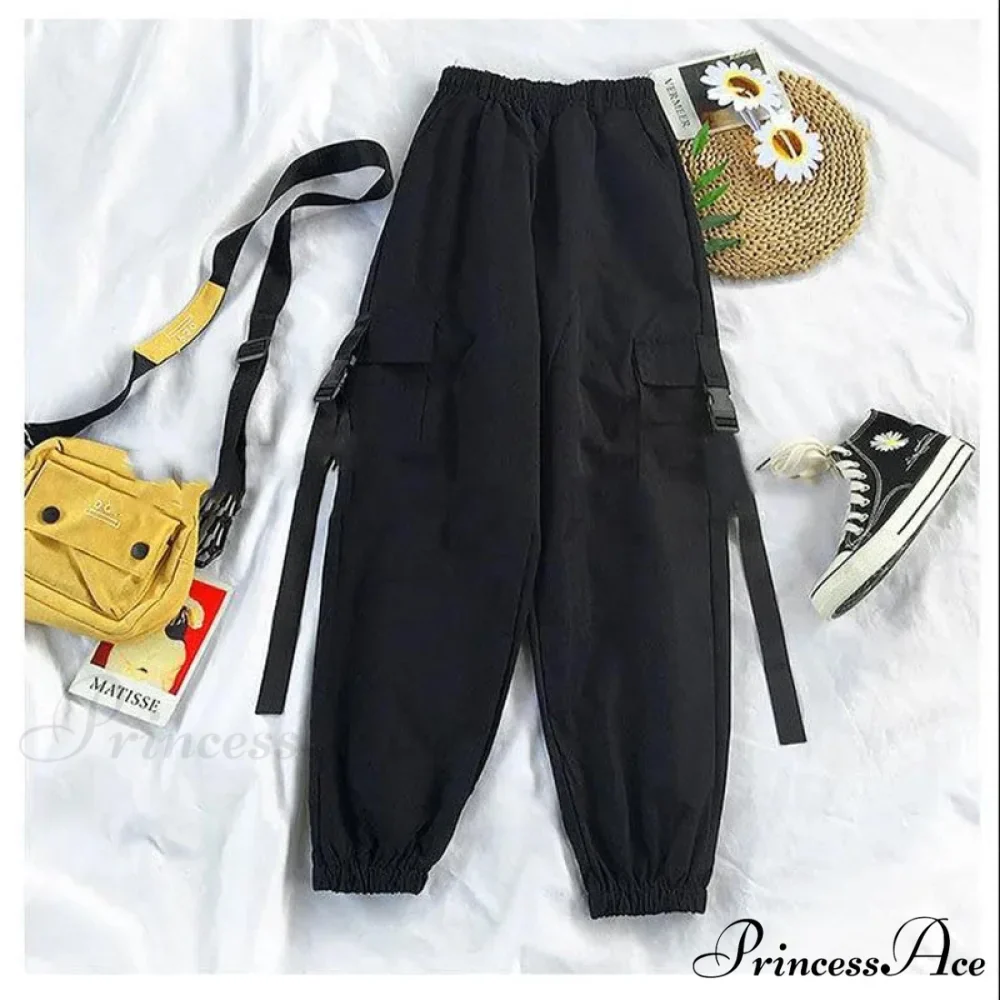 Short-Sleeved Tie Fashion Womens Spring High-Waist Streetwear Loose Blouse Pants Ribbon Autumn Straight with Cargo Set - Image 9