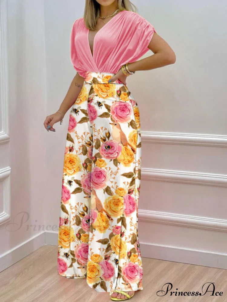 Pant Blouse Warm-Season V Folded Neck Deep Straight High + Blouse Design Waist Set - Image 4