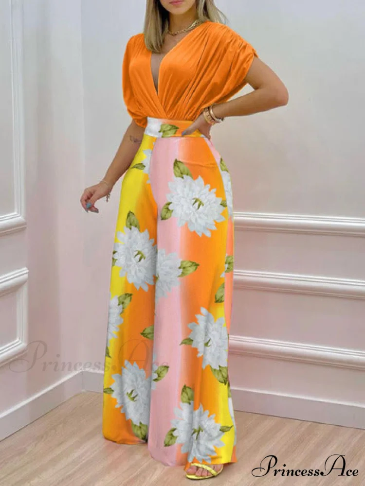 Pant Blouse Warm-Season V Folded Neck Deep Straight High + Blouse Design Waist Set - Image 6