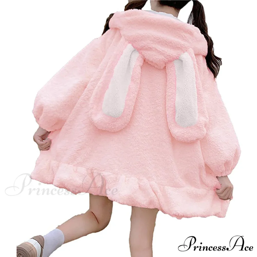 Rabbit Sweet Girls Lolita Ears Coat Hooded Harajuku Zip-up Warm Lantern Women Cute Arm Hoodies Sweatshirts Baggy Outfits - Image 6