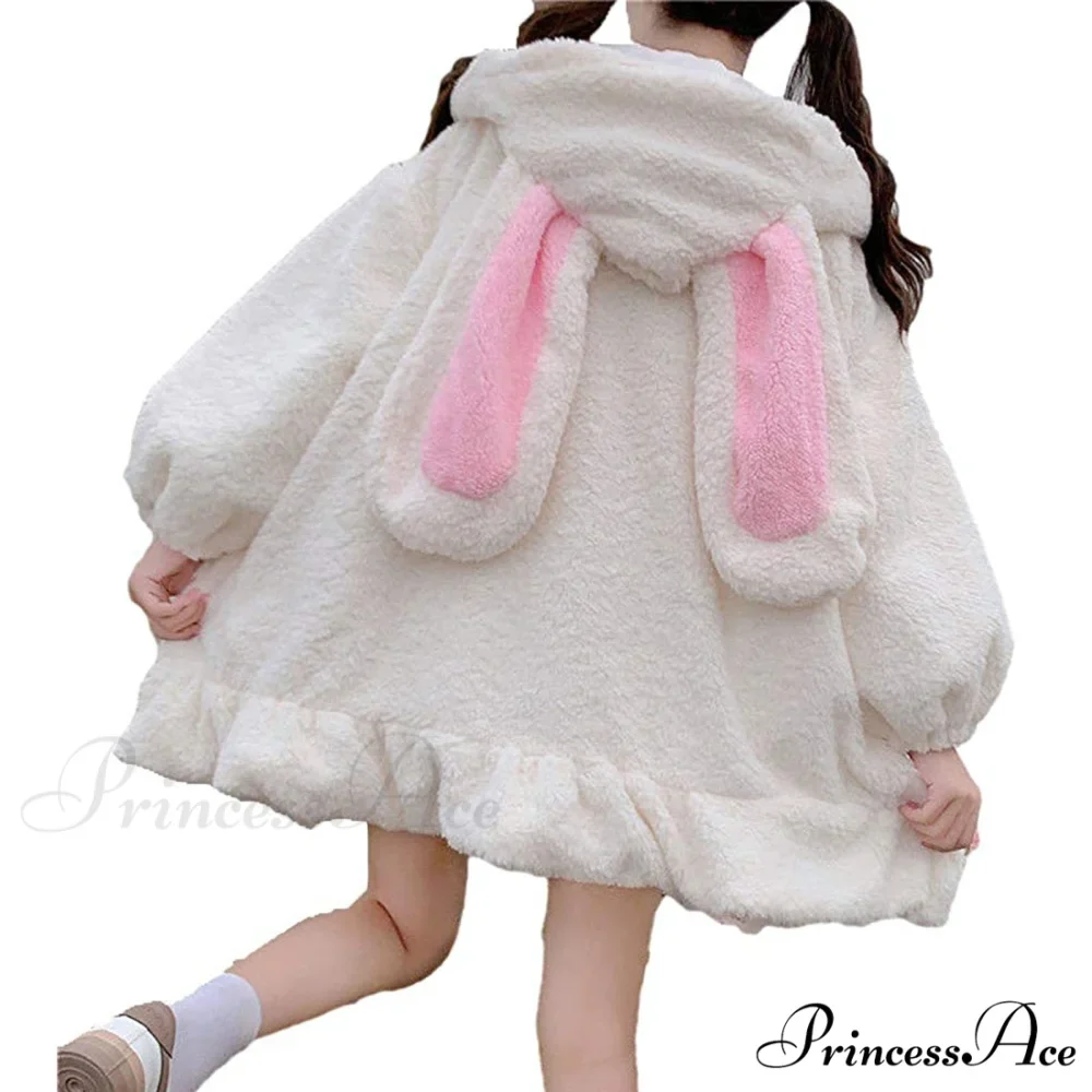 Rabbit Sweet Girls Lolita Ears Coat Hooded Harajuku Zip-up Warm Lantern Women Cute Arm Hoodies Sweatshirts Baggy Outfits - Image 7
