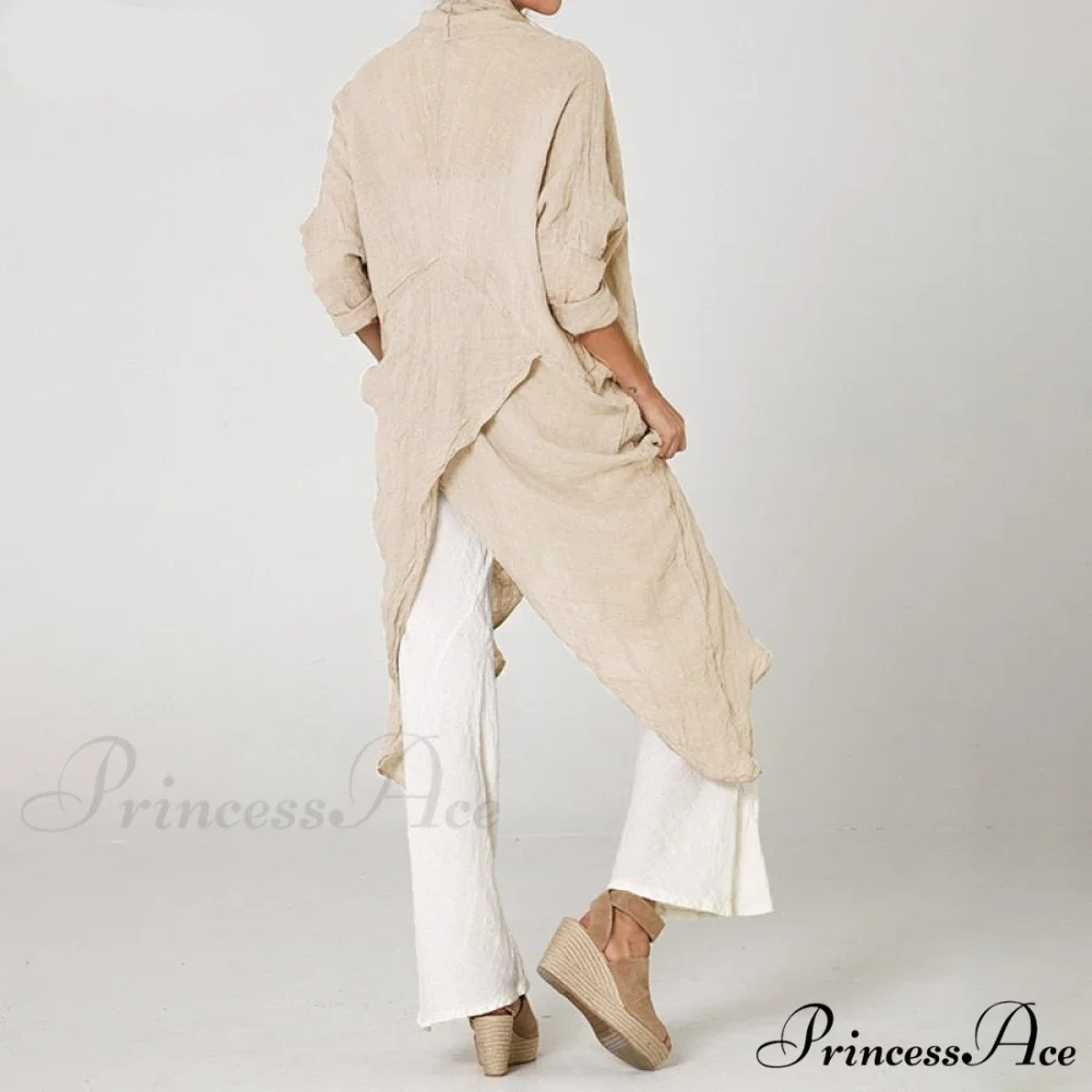 Women's Solid Asymmetrical and Neck - Cowl Fashion Warm-Season Top Vintage with Blouse Hem - Image 3
