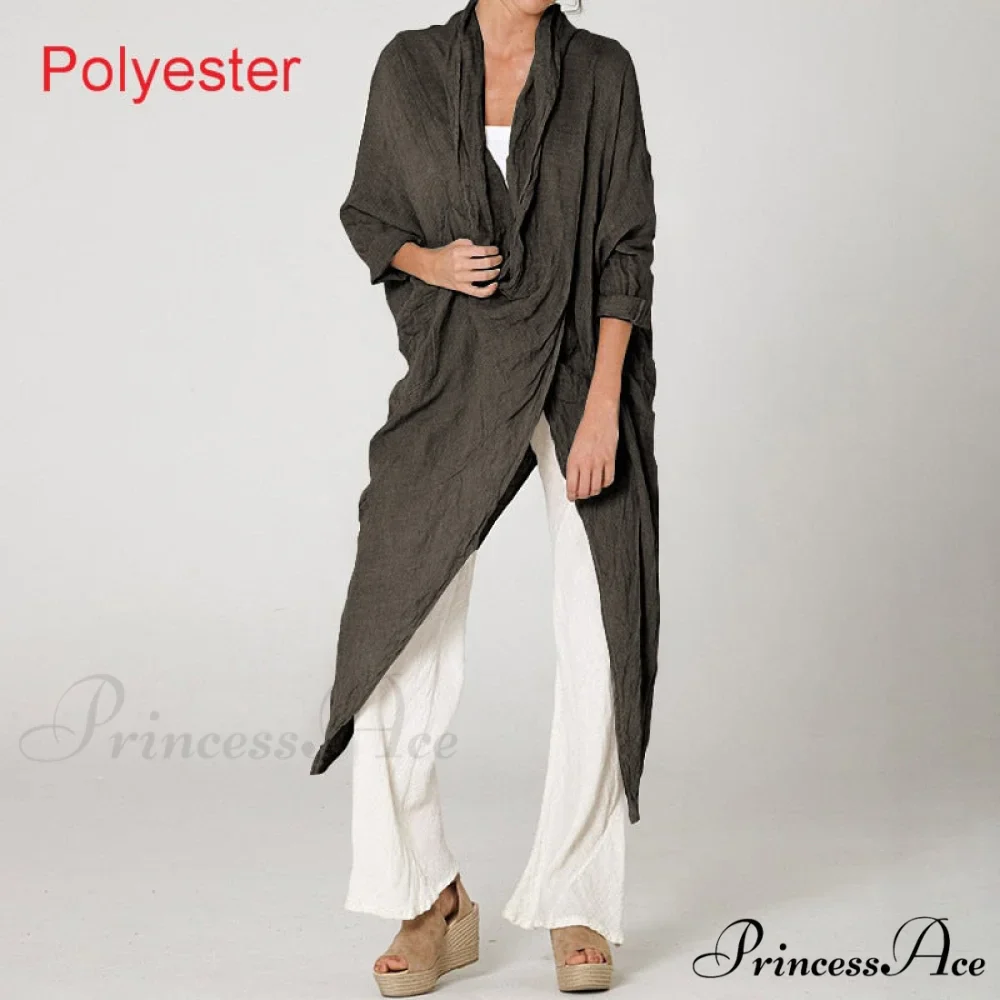 Women's Solid Asymmetrical and Neck - Cowl Fashion Warm-Season Top Vintage with Blouse Hem - Image 8