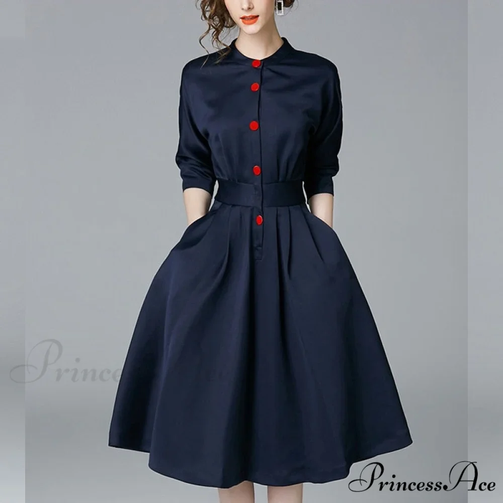 women with single-breasted shirt Elegant for and sleeves long button dress details - Image 2