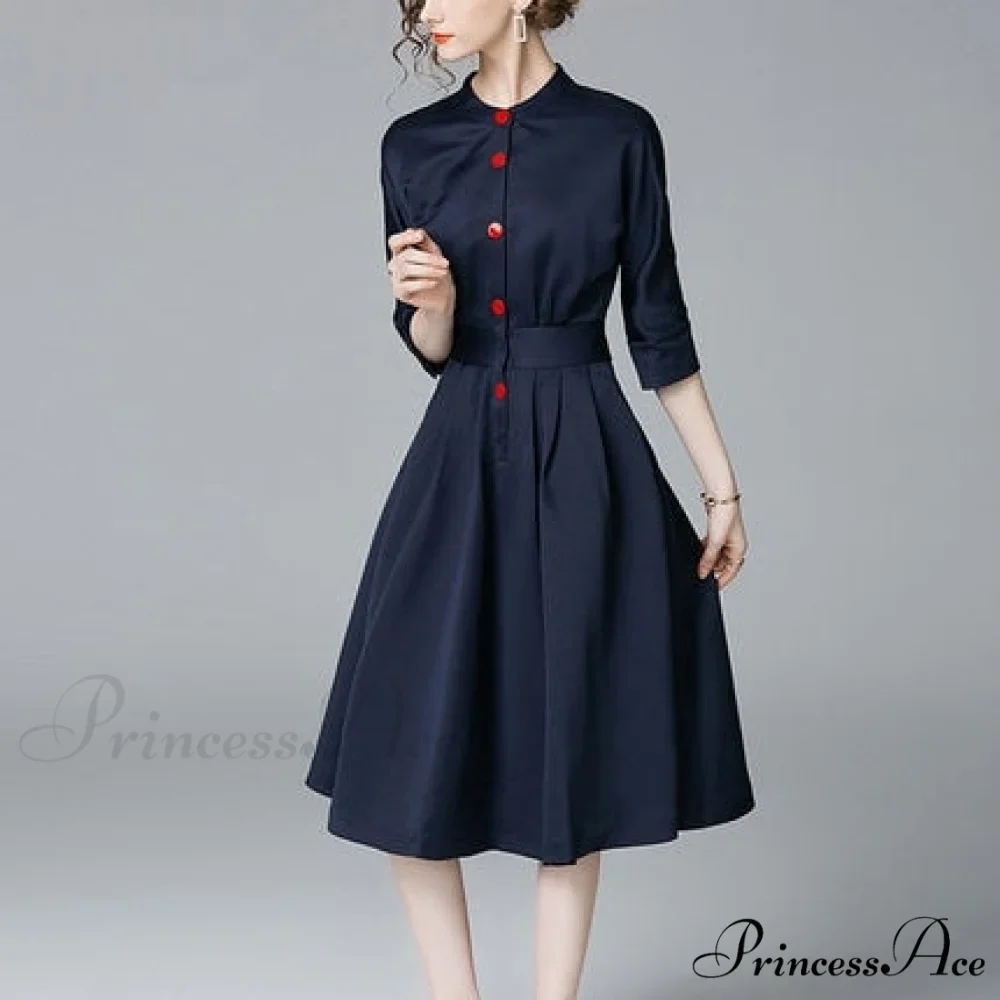 women with single-breasted shirt Elegant for and sleeves long button dress details - Image 3