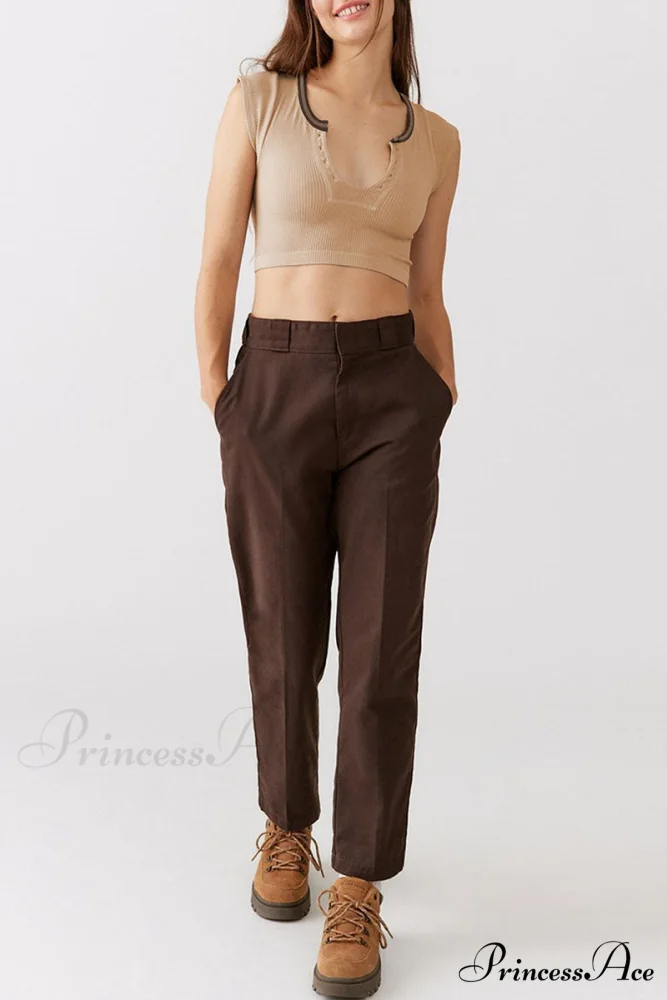 Patchwork Neck U Solid T-Shirt - Image 10