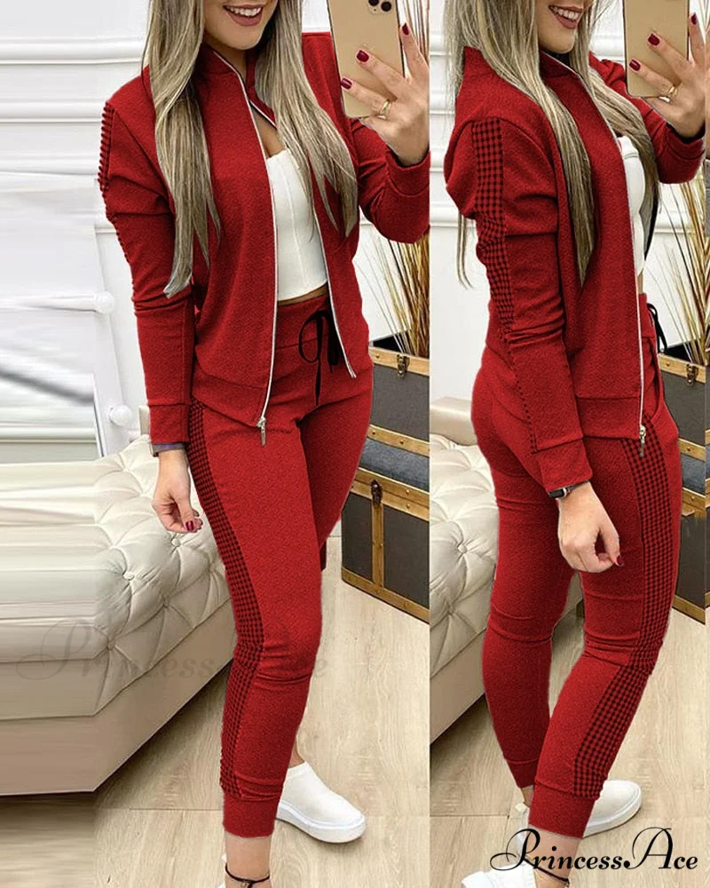 Sequin Paneled Casual Two Piece Set - Image 9