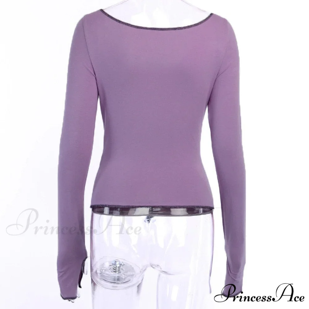 T-Shirt Arm Long for Hollow Top O-Neck Spring Casual Solid Out Women - Image 3