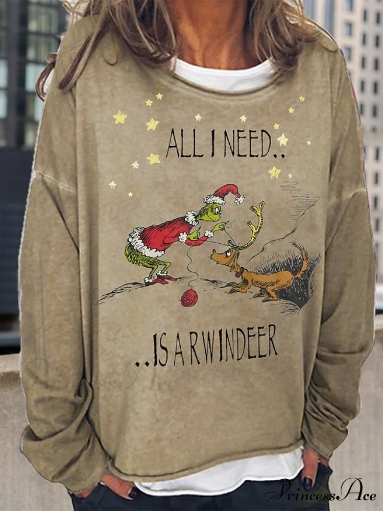 Round Long Sweatshirt Graphic Loose Yellow Pullover Christmas Women's Neck Black Red Streetwear Fit Sleeve - Image 10