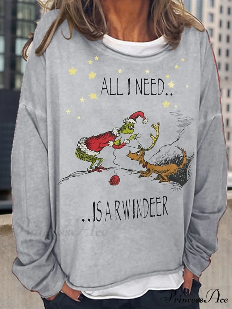 Round Long Sweatshirt Graphic Loose Yellow Pullover Christmas Women's Neck Black Red Streetwear Fit Sleeve - Image 9