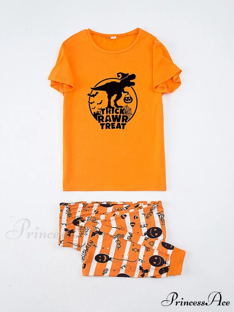 Casual Arm Letter T-shirt Pant Pajama Breathable Home Women's Black Brief Tee Animal Fall Neck Christmas Crew Set Warm-Season Comfort Halloween Polyester White - Image 7