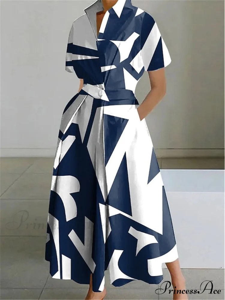 Women's Gown Neckline Button with Full-Length Casual and Blouse Pocket