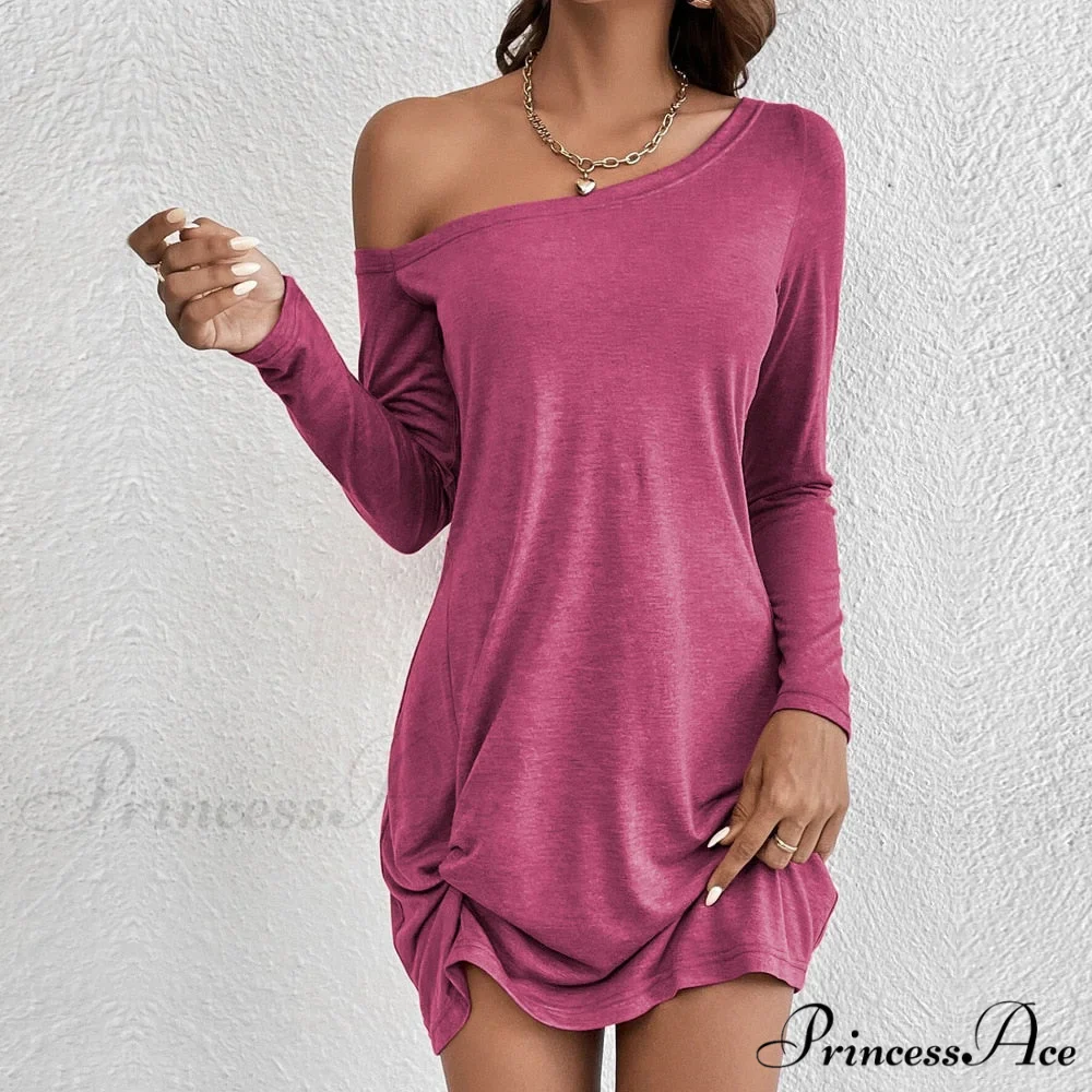 Casual Loose European Women's Warm-Season 2024 American Arm Solid Long T-shirt Dress
