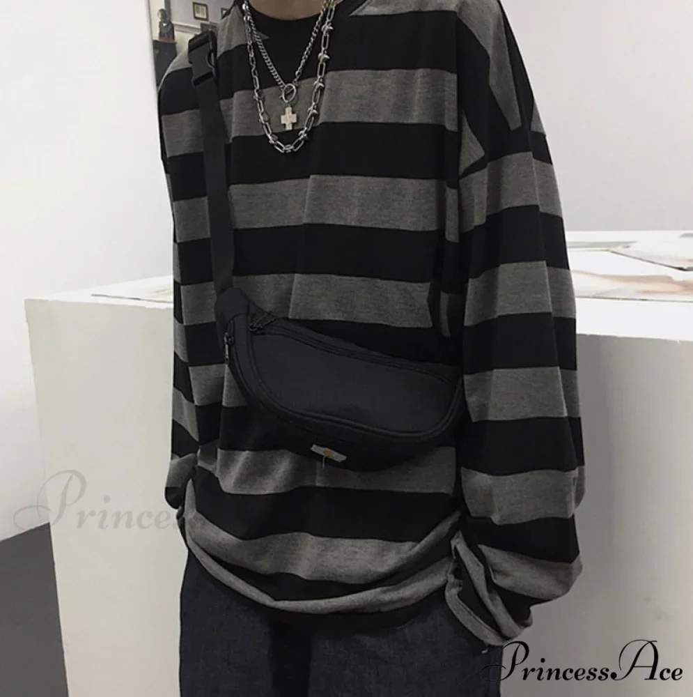 Stripe Long Grunge Arm Tee - Image 2