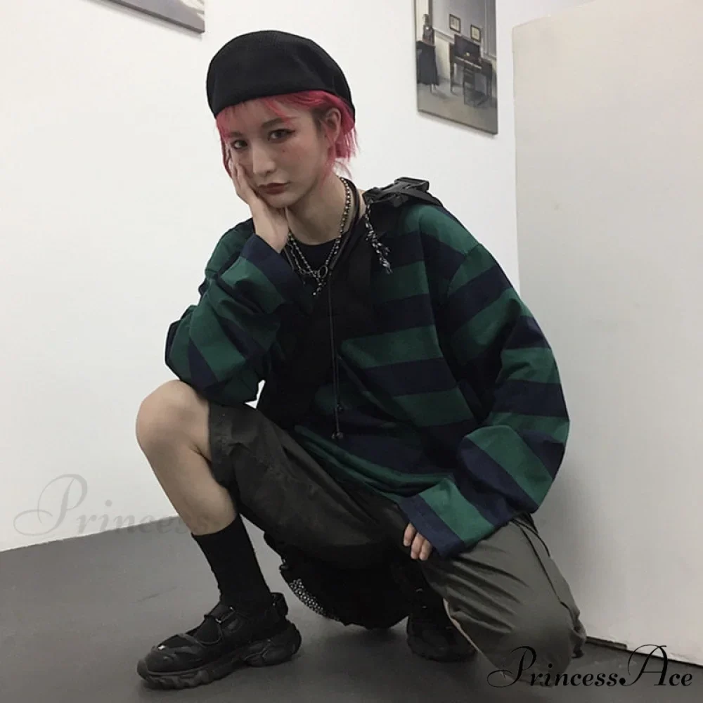 Stripe Long Grunge Arm Tee - Image 3