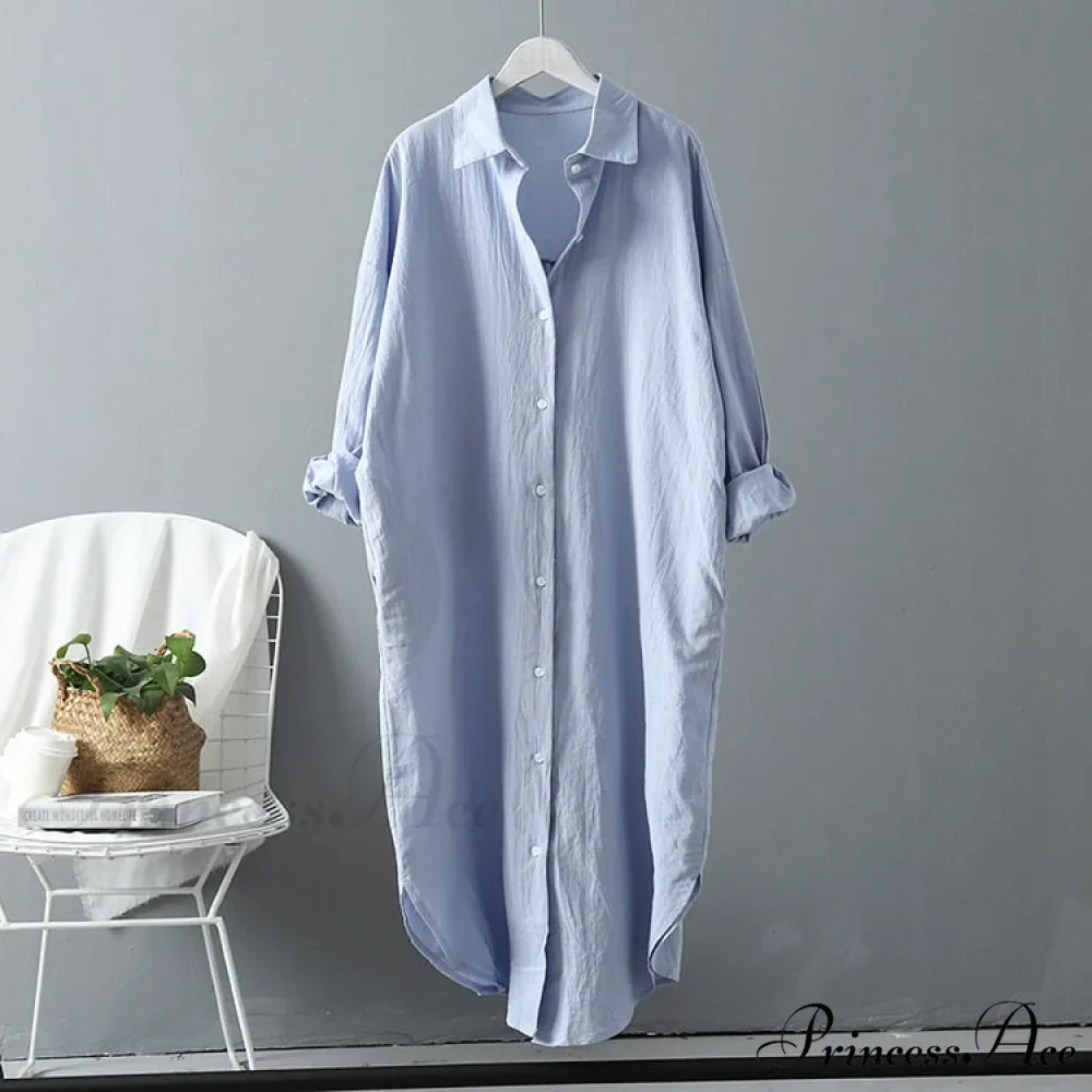 Women's Spring/Autumn Arm - Fit Blouse Loose Casual Gown with Long Buttons - Image 6