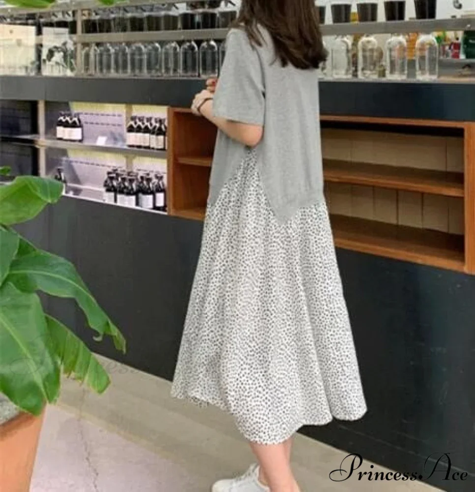 Autumn Size Gown Two Fake Gown Design Patchwork Piece T-Shirt Long Robe Arm Plus Women XL-5XL D08108R - Image 7