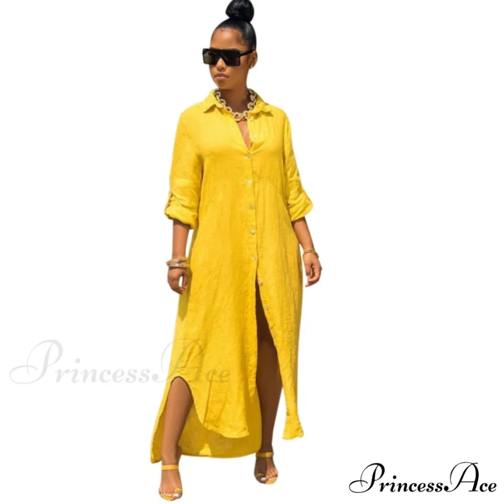 Casual Gown Button Commuter Blouse Loose Size Style Long Home Women's Street Large Gown Print - Image 18