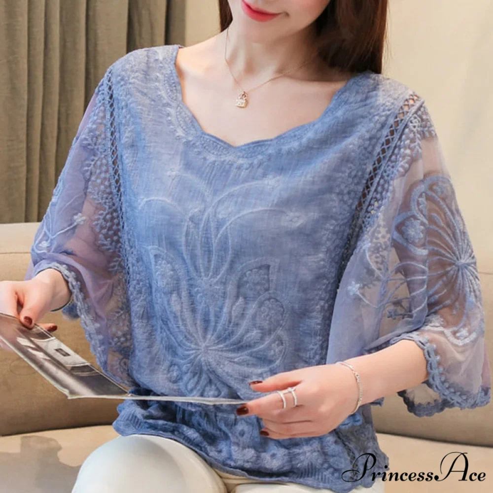 Sweet Spring Lace Fashion and Women's Warm-Season Out Hollow 2024 White Blouse Top - Image 3