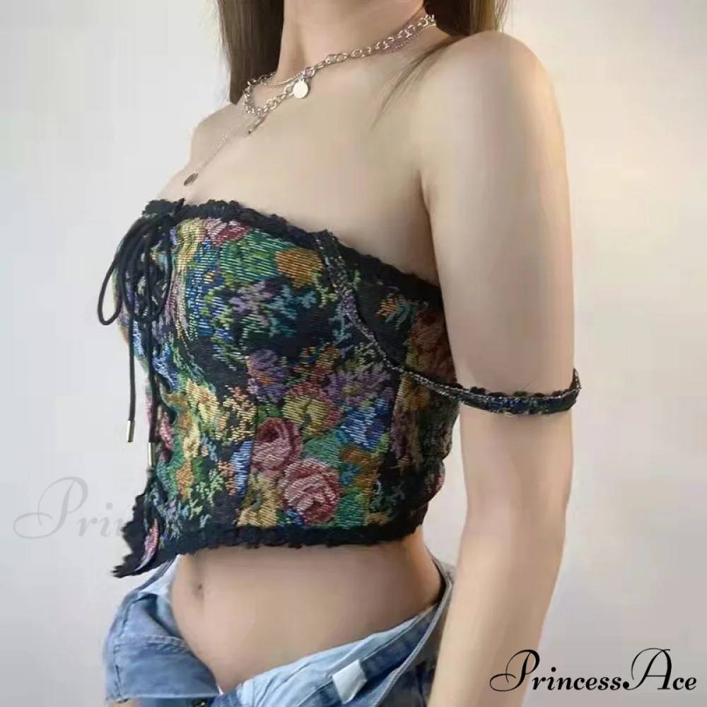 Blouse High Flowered Street Halter Vintage Top Design Women Designer for - Party Corset - Clubwear - Image 11