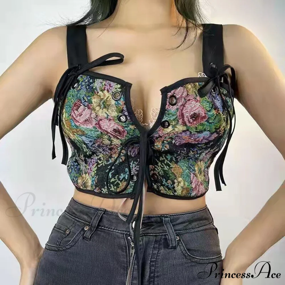 Blouse High Flowered Street Halter Vintage Top Design Women Designer for - Party Corset - Clubwear - Image 18